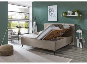 Szarobrązowe tapicerowane łóżko dwuosobowe ze schowkiem ze stelażem 180x200 cm Lando – Meise Möbel