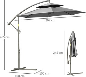 Outsunny Parasol 2,7 m Parasol na wsporniku z podstawą krzyżową Stal na zewnątrz jasnoniebieski