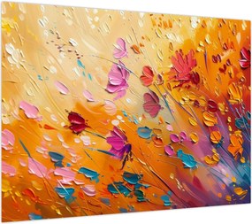 Obraz - Malowanie kolorowych kwiatów (70x50 cm)