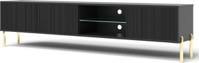 Czarna szafka RTV na złotych nóżkach 175 cm R8-E51