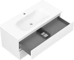 Mexen Rivel szafka łazienkowa 100 cm z umywalką Vela, 2 szuflady, ryflowana , biała mat - 91A20-10047-2-BFF01-W23M01