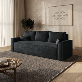Masseno Sofa MENI z funkcją spania i pojemnikiem na pościel, Rozkładana sofa - Czarny, LUMO 80