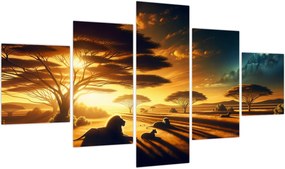 Obraz - Odpoczywające lwy (125x70 cm)