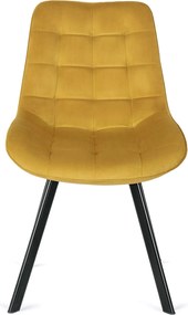 Zestaw Stół Okrągły Rozkładany HARRY 102-142 cm Dąb Craft/Czarny i 4 Krzesła Tapicerowane RICK Musztardowe Nowoczesne