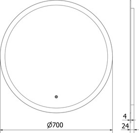 Mexen Oro lustro łazienkowe podświetlane, okragłe 70 cm, LED 6000K, antypara - 9824-070-070-611-00