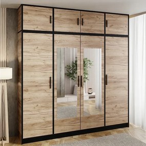 Szafa czterodrzwiowa DIOR 207 4d z nadstawką Dąb craft złoty