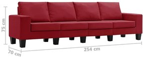 Ponadczasowa 4-osobowa czerwona sofa - Lurra 4Q