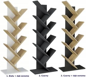 Nowoczesny regał w kształcie drzewka czarny + dąb sonoma - Figo 3X