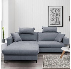 Narożnik rozkładany z pojemnikiem w kształcie litery L HORTA lewy ciemnoszary