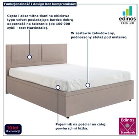 Beżowe łóżko tapicerowane z podnoszonym stelażem B0-G82