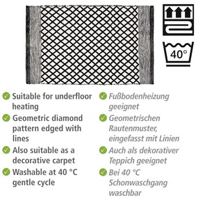 Czarno-biały dywanik łazienkowy z plastiku z recyklingu 50x80 cm Tara – Wenko