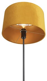 Lampa podłogowa regulowana czarna klosz welurowy ochra 35cm - ParteWiejski/ Rustykalny / Vintage Oswietlenie wewnetrzne