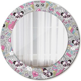 Lustro z nadrukiem okrągłe Panda jednorożec