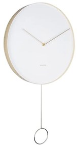 Biały wahadłowy zegar ścienny Karlsson Pendulum, ø 34 cm