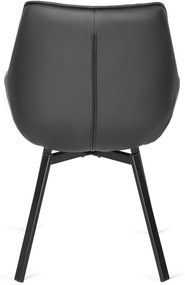 Krzesło Tapicerowane Obrotowe do Salonu LUNA Czarne Ekoskóra Nowoczesne Loft