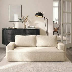 Sofa z Funkcją Spania CAMELIA Kremowa Boucle Japandi