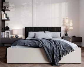 Beżowe łóżko z materacem i stelażem 160x200 D0-N98