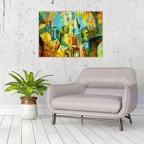 Obraz na szkle - Architektura, abstrakcja kubistyczna (70x50 cm)