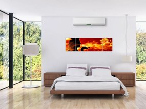 Obraz kobiety z płomieniami (170x50 cm)