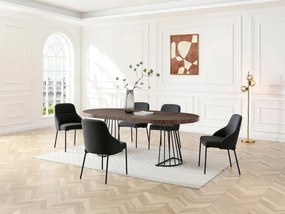 Stół jadalniany rozkładany dla 2-12 osób z MDF i stali - Ciemny naturalny i czarny - FIRELA