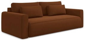 Aksamitna rozkładana/ze schowkiem sofa w kolorze terakoty 238 cm Kapua – Makamii