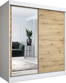 Szafa przesuwna biały + dąb artisan 180 cm T7-P38