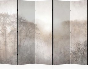 Parawan pokojowy 5-częściowy 225x172 Jednostronny dekoracyjny japandi wabi-sabi Szary Drzewa We Mgle