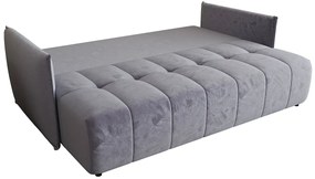Szara welurowa sofa rozkładana z pojemnikiem W8-K60