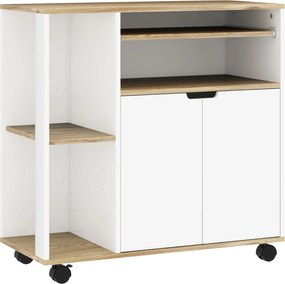 HOMCOM Wózek Kuchenny na Kółkach z Miejsce do Przechowywania, Szafka, Regulowane Półki, do Kuchni, Salonu, Jadalni, Biały | Aosom PL