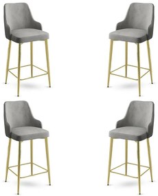 Zestaw krzeseł barowych Enox Grey and Gold, 4 szt.