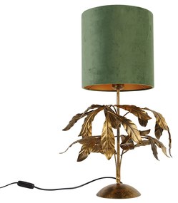 Stylowa lampa stołowa antyczne złoto z zielonym abażurem - Linden klasyczny/Antyczny Oswietlenie wewnetrzne