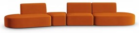 Aksamitna sofa lewostronna w kolorze terakoty 428 cm Paolo – Milo Casa