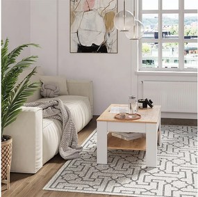 Stolik kawowy biały/złoty dąb 92.2x65x48 milan