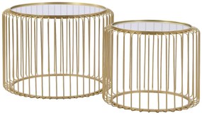 Zestaw 2 stolików kawowych z metalu i szkła - Pozłacane - FERIDA