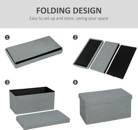 HOMCOM Puf do przechowywania, tapicerowana ławka z pojemnikiem i pokrywą do salonu, sypialni, korytarza, Ciemnoszary
