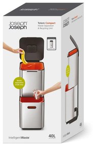 Stalowy kosz na śmieci do segregacji odpadów 40 l Totem Compact – Joseph Joseph