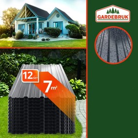 Blacha trapezowa ARON, zestaw 12 sztuk, 129×46 cm, antracytowa Jurhan