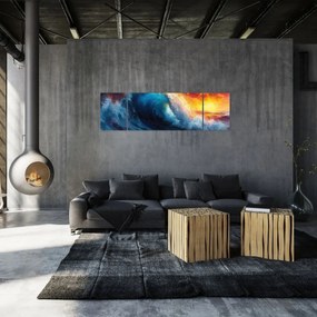 Obraz - Fala o zachodzie słońca (170x50 cm)