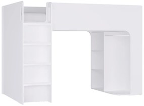 Łóżko antresola 90 x 190 cm ze skrzynią i - Biały - COLUMI