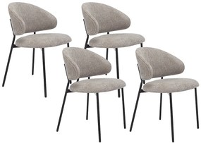 Zestaw 4 krzeseł z teksturowanej tkaniny i czarnego metalu - Taupe - VOSINIA