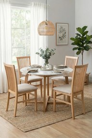 Klasyczne krzesło tapicerowane dąb artisan + beżowy A8-M22