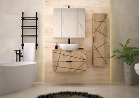 Szafka pod umywalkę nablatową Wood 01, dąb wotan, 80 cm - zestaw 1