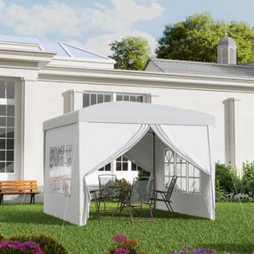 Outsunny Pawilon, Bierzelt, 4 demontowalne ściany boczne, 2 okna, stelaż metalowy, 2,95 x 2,95 m, Biały