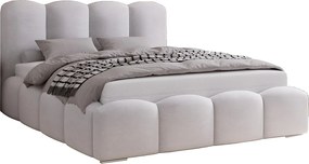 Łóżko do sypialni 140x200 cm Zenna - pojemnik, stelaż, aksamit - jasny szary (Magic Velvet 2218)