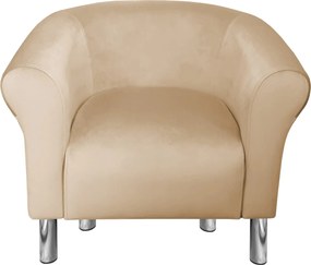 Fotel Milo tkanina Welur wygodny fotel tapicerowany do salonu i sypialni : Kolor nogi - Chrom, Kolor tkaniny - VELVET - MG06, Wysokość nogi - 15 cm