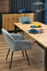 Stół kwadratowy rozkładany płyta dąb artisan/czarny 80-200/80/76 cm QUBIK