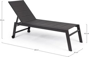 Antracytowy metalowy leżak ogrodowy Hilde – Bizzotto