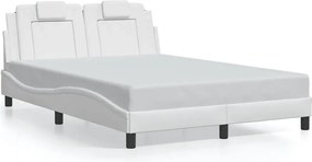 Białe łóżko z ekoskóry z kolorowym oświetleniem led 140x200 F5-Z84