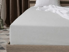 PrzytulneMieszkanie.pl Prześcieradło jersey z lycrą srebrne 180 x 200 cm