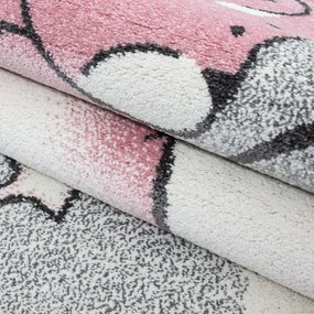 Dywan dziecięcy Kids Miś na chmurce różowy 120 cm x 120 cm koło